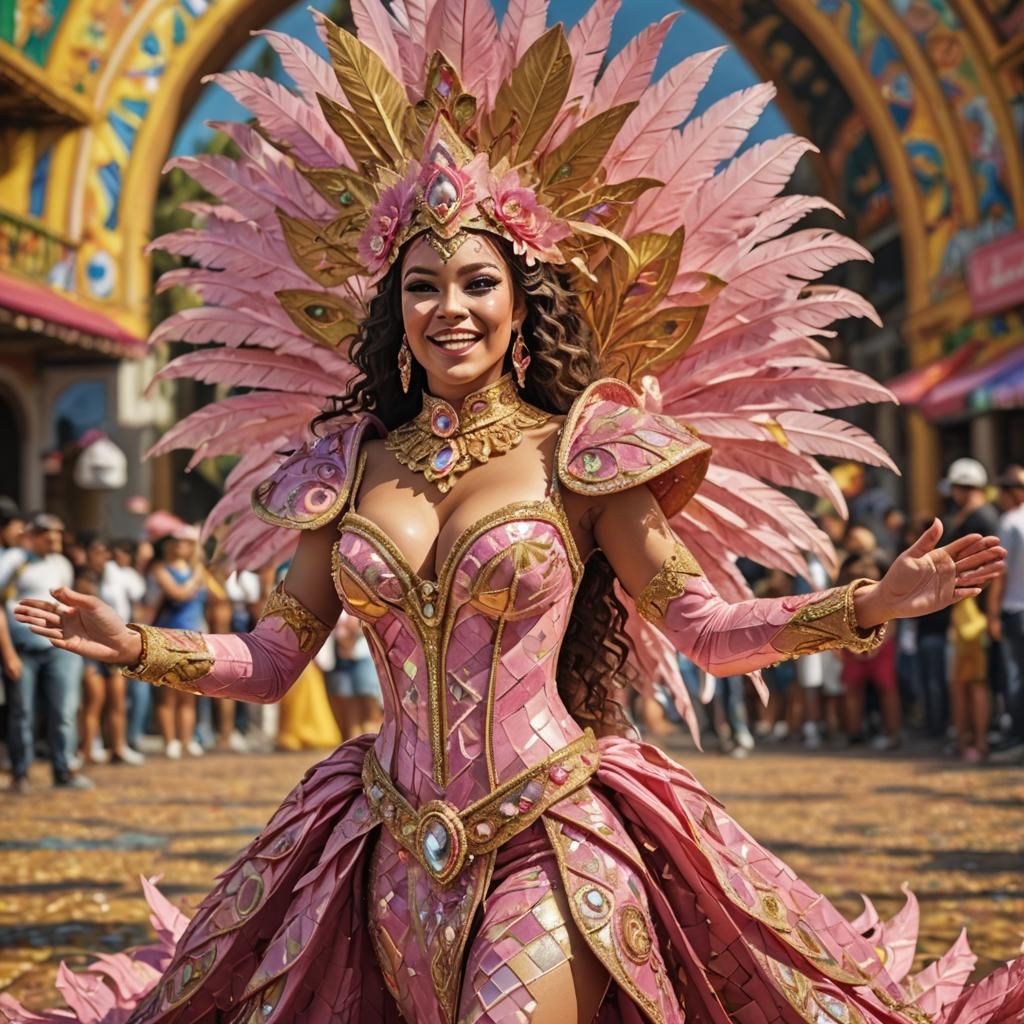 Rio Carnival Performer in Graffiti Street Art Style