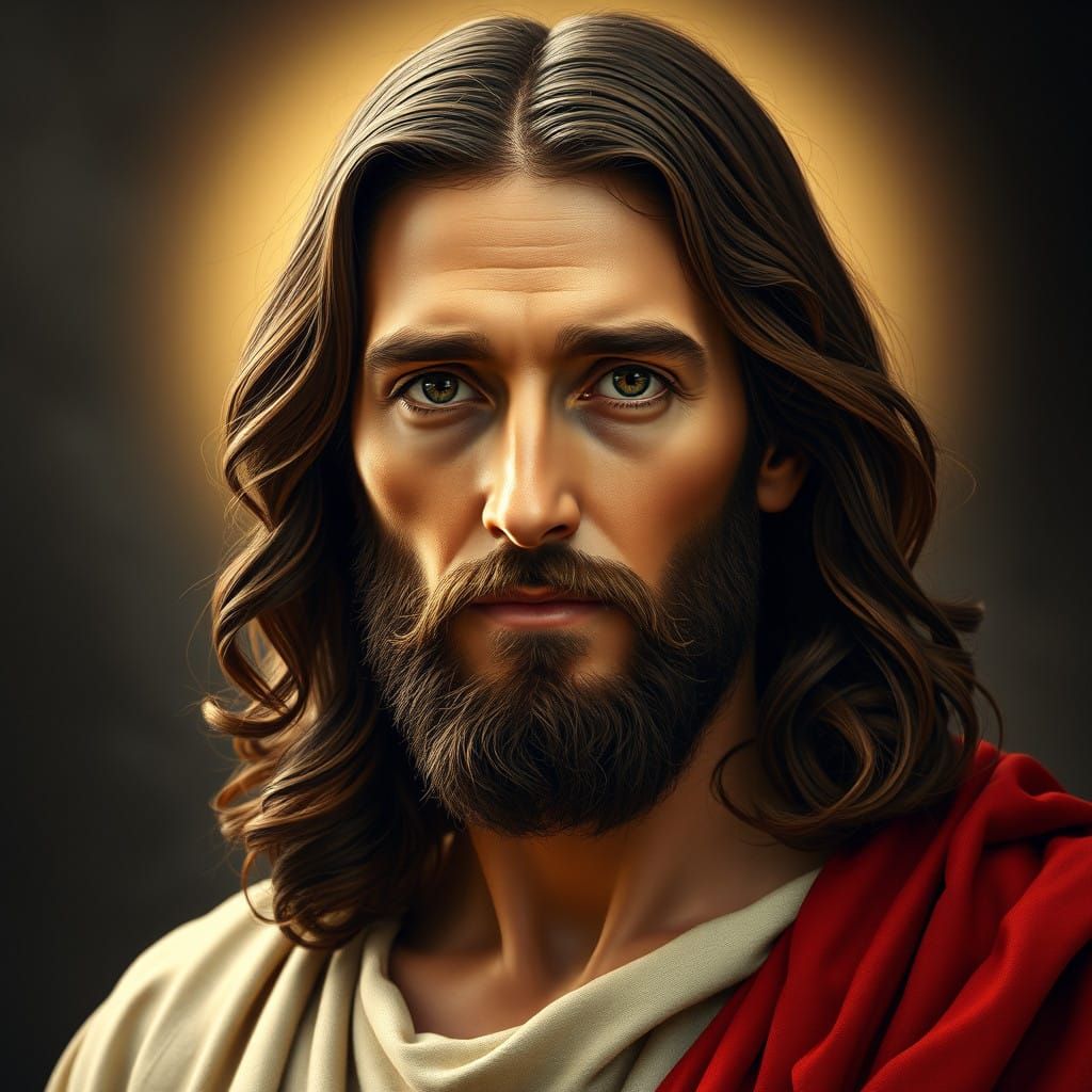 Serene Jesus Christ in Hyper-Realistic Portraiture