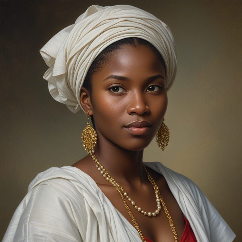Liberian Woman Portrait in Oil Painting Style