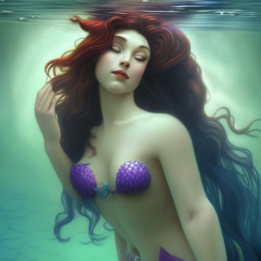 Evil Ariel Mermaid in Art Nouveau Style