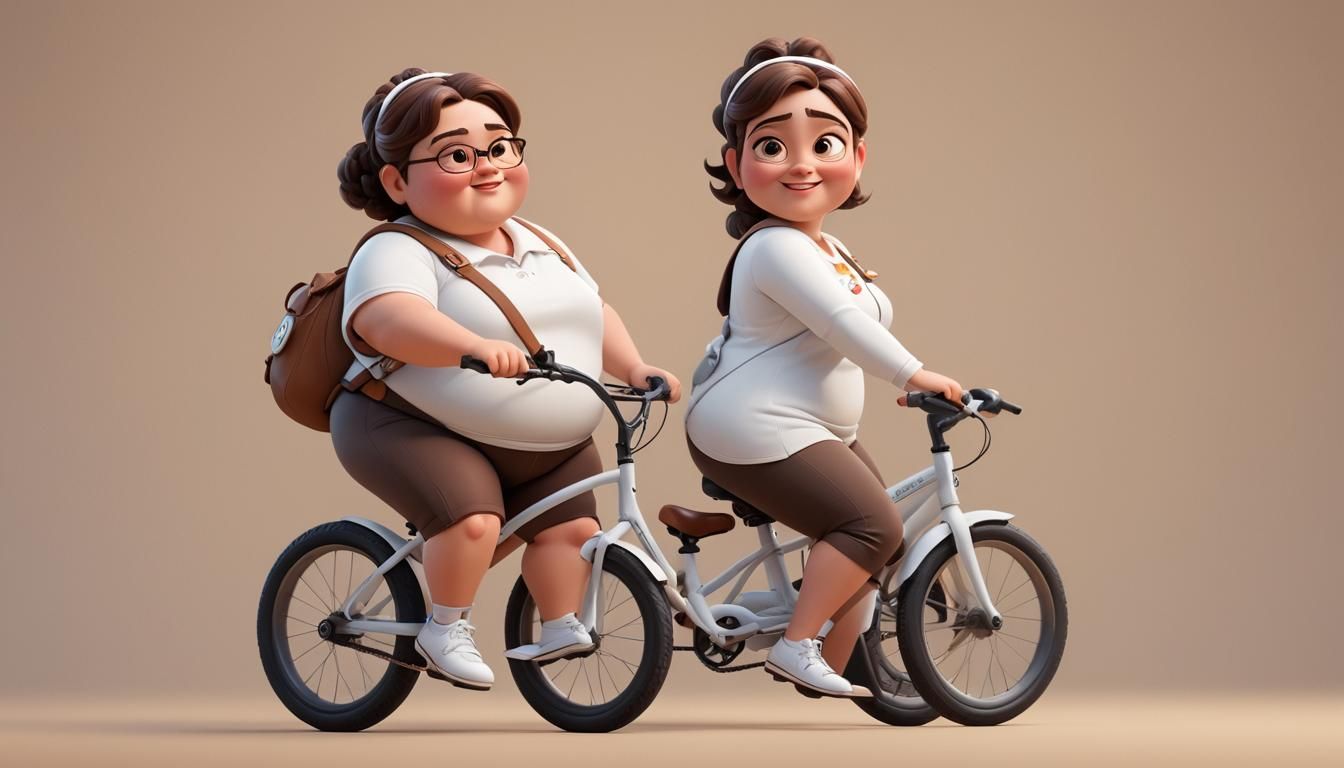 Cute Cartoon Girl Rides Bicycle: Pixar-Style 3D Art