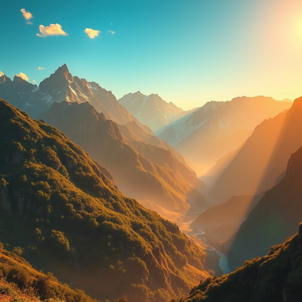 Mountain Sunrise in Post-Impressionist Style