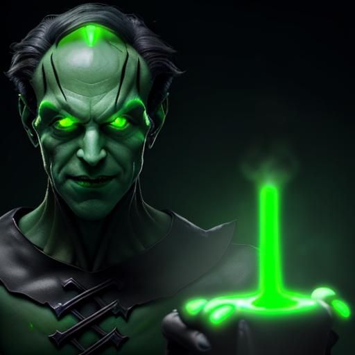 a malevolent green glow, hinting at the ulterior motives beh...