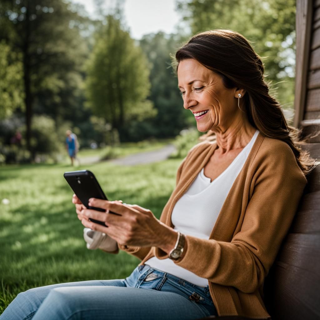 Pennsylvania Mom Engrossed in Phone, Capturing Warmth