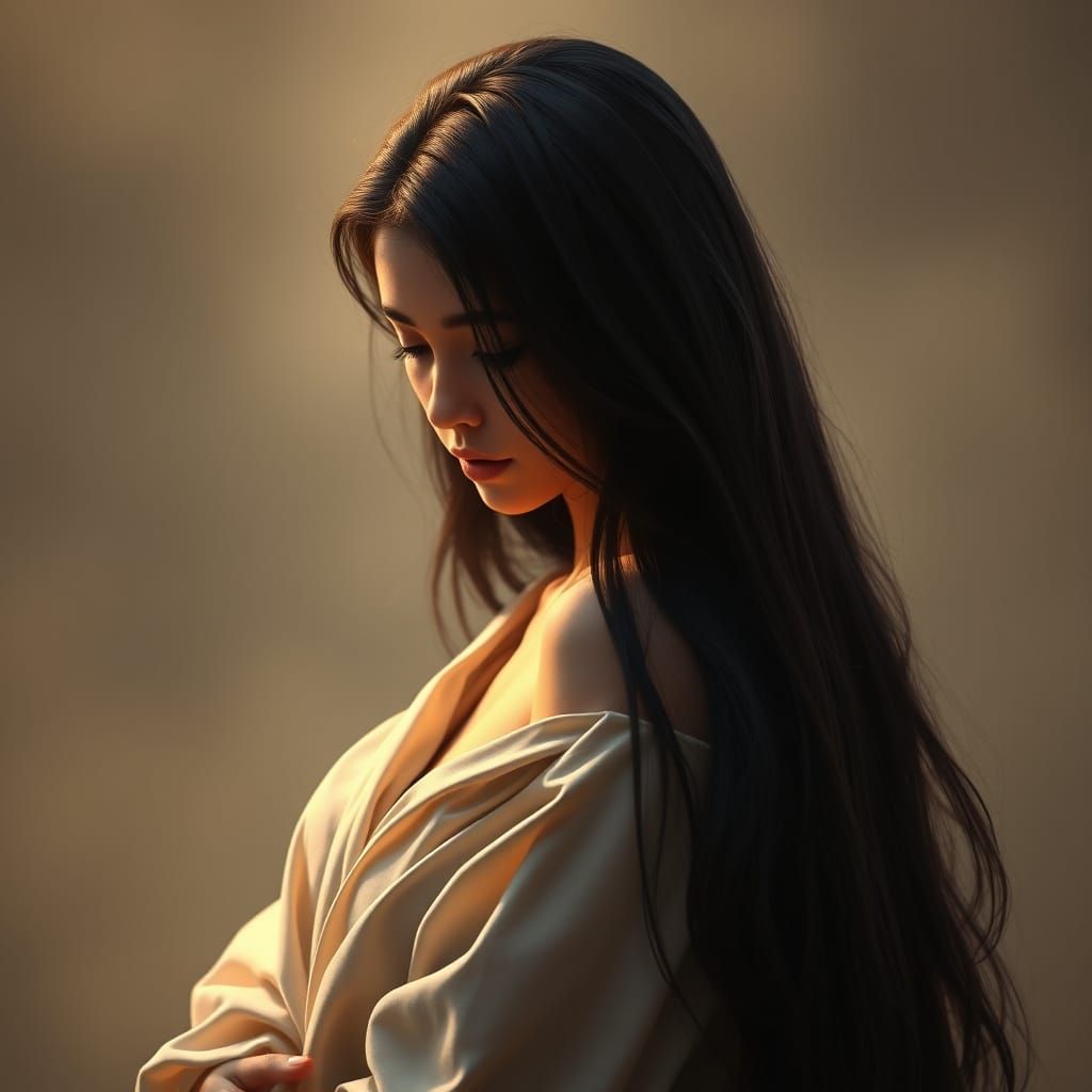 Mysterious Young Woman in Moody Portrait