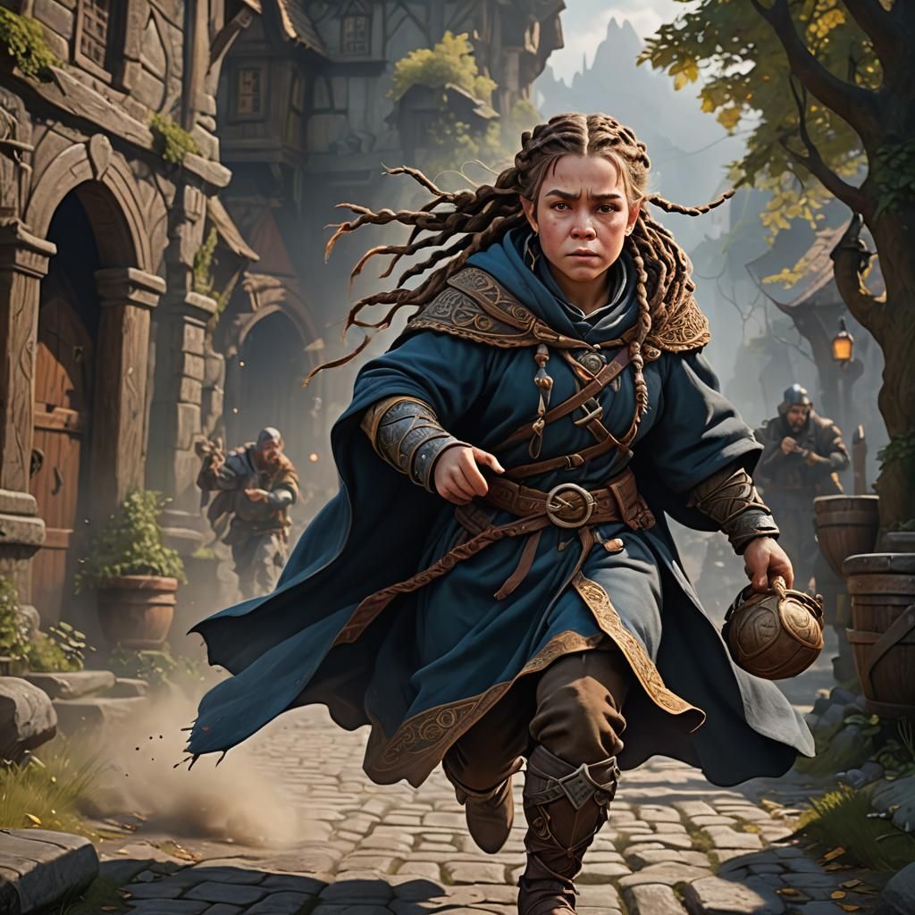 Dwarf Maiden Running: Fantasy Concept Art