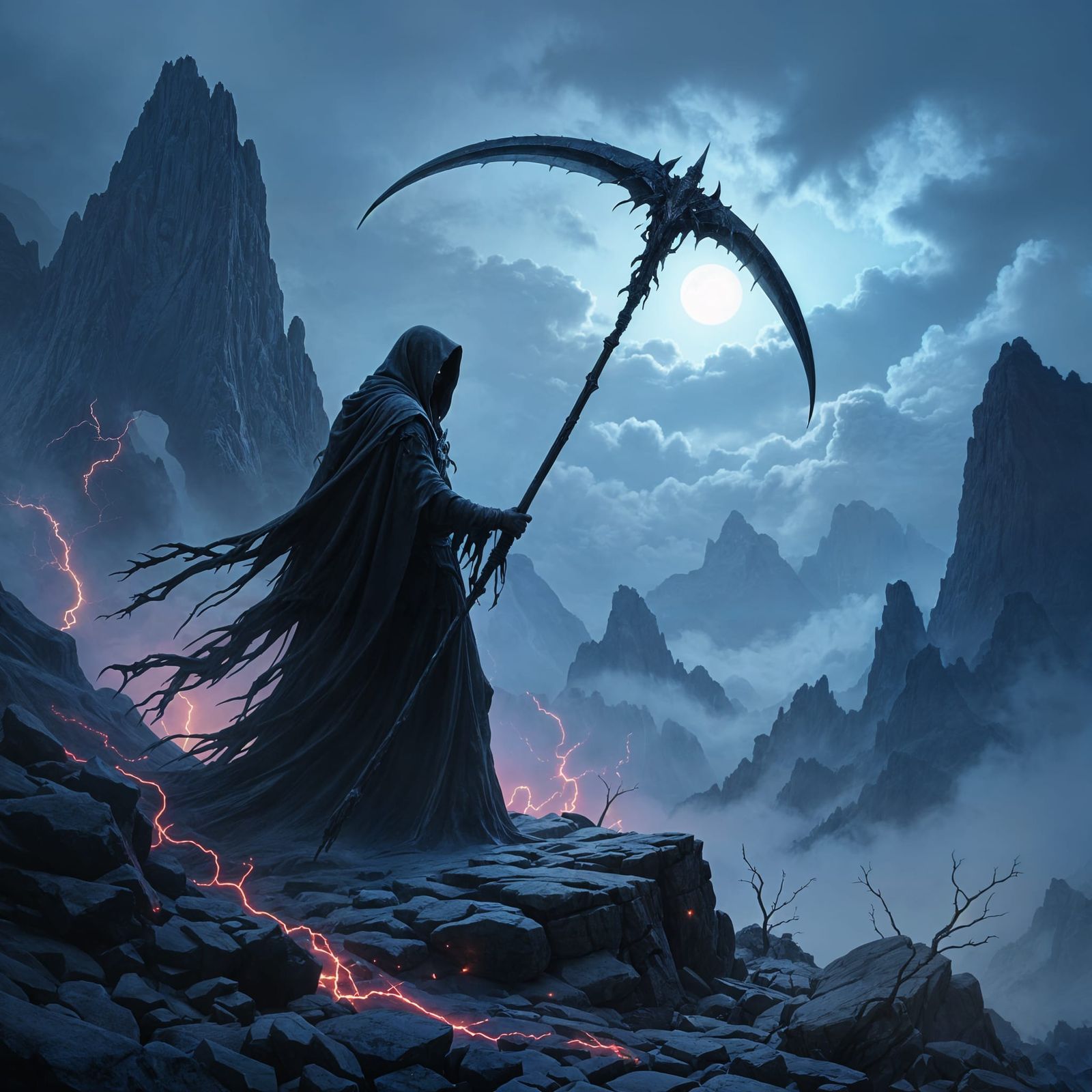 Spectral Undead Wielder Against Stormy Sky