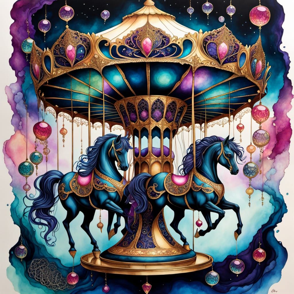 Intricately detailed alcohol ink illustration, a Gothic Dark...