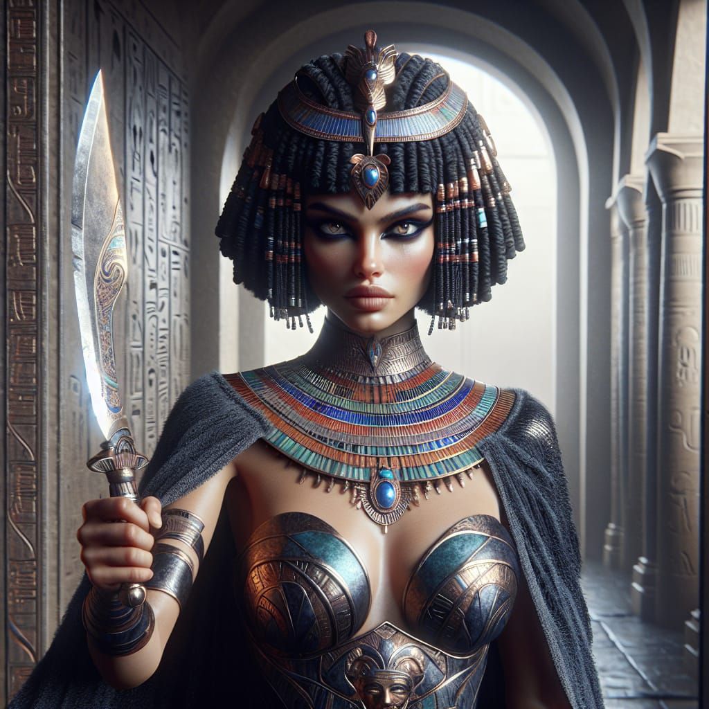 Egyptian Goddess Nakith Guards the Underworld in Vibrant Col...
