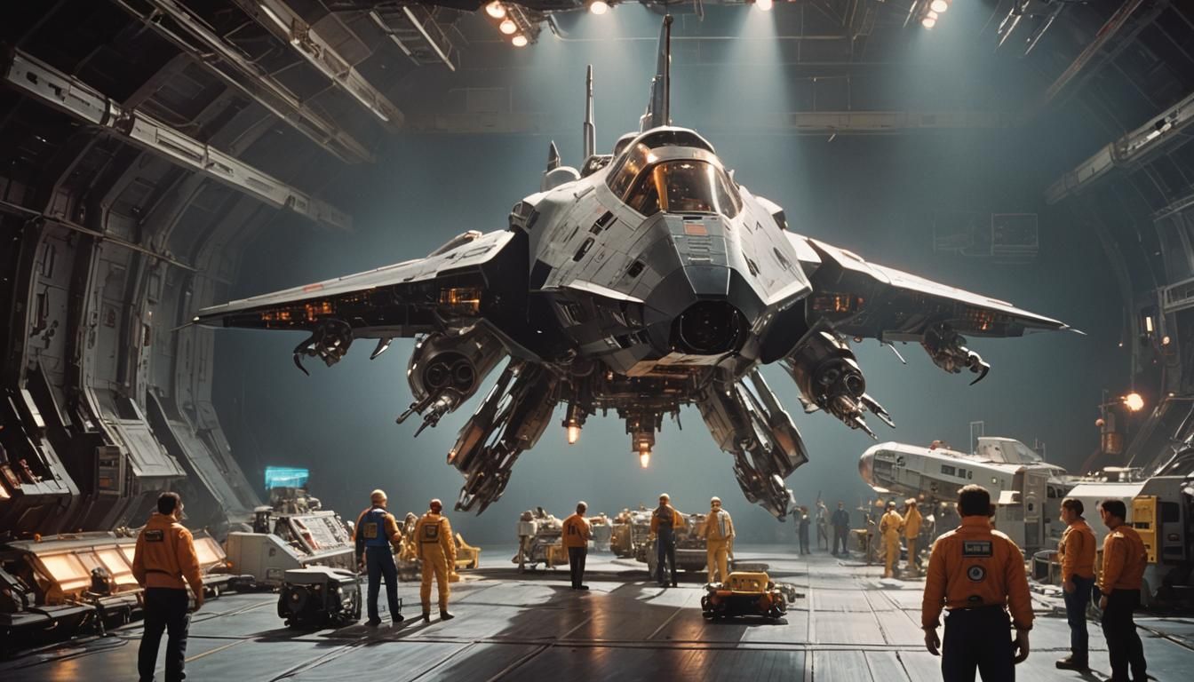 Cinematic Spaceship Maintenance Bay Film Still