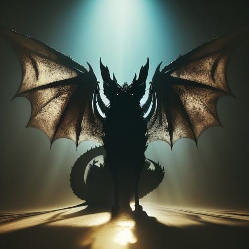 Dragon's Silhouette in a Moody Landscape