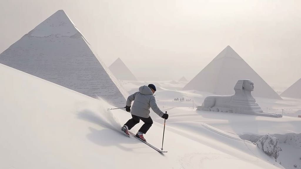 Daily Challenge Wintertime Places: Snow in the Land of the Pyramids (Egypt)