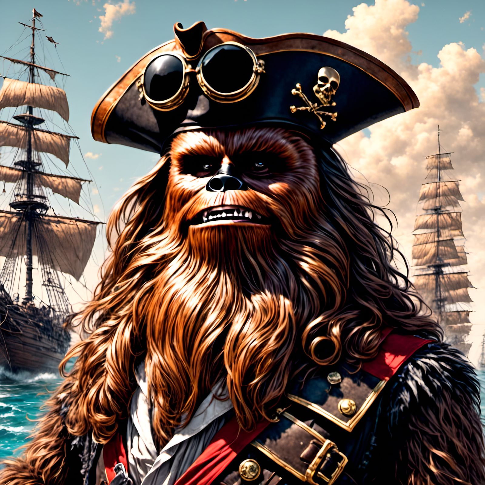 Chewbacca as Pirate Captain in Graffiti Art Style