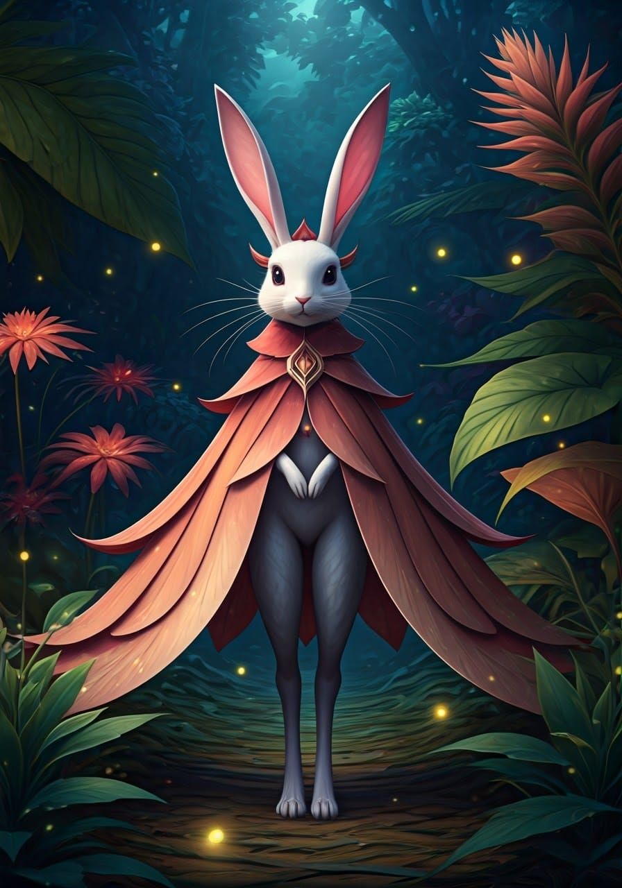 Ethereal Rabbit-Elf in Forest, 3D Anime Art