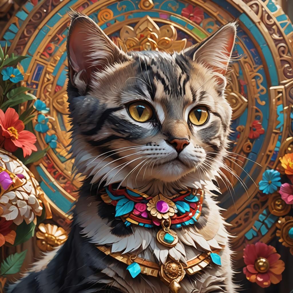 Hyperdetailed Kitten Portrait in Mexican Style