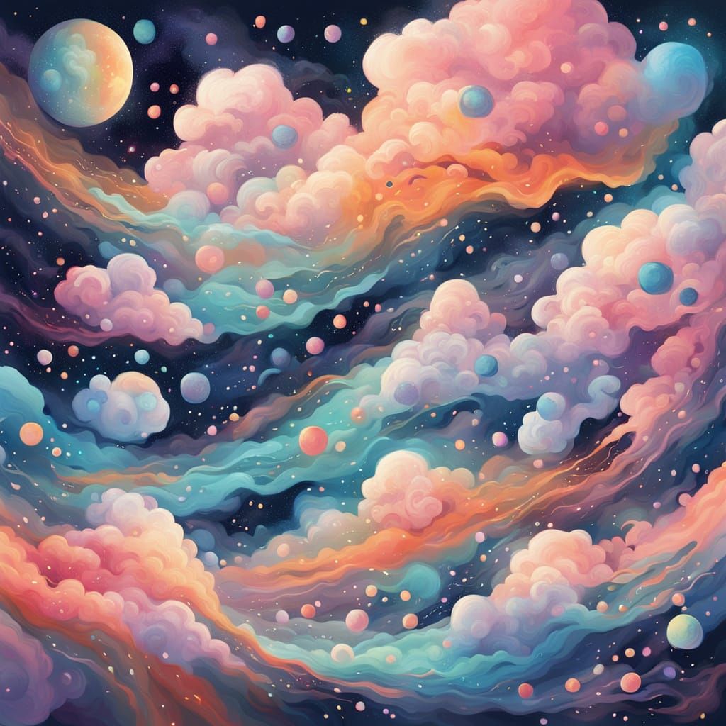 Dreamy Whispers of Stardust in Vibrant Gouache