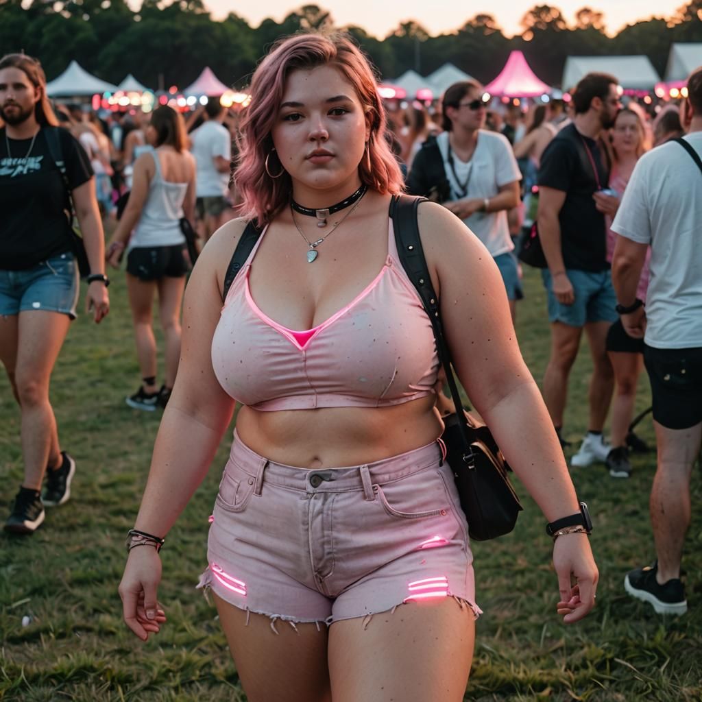 Music Festival Girl in Electroluminescent Light