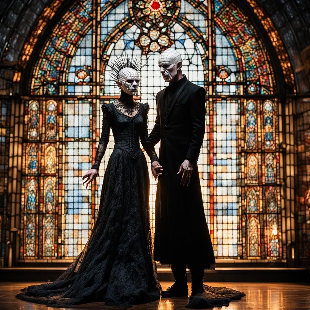 Hellraiser's Pinhead and Bride: Dark Fantasy Art
