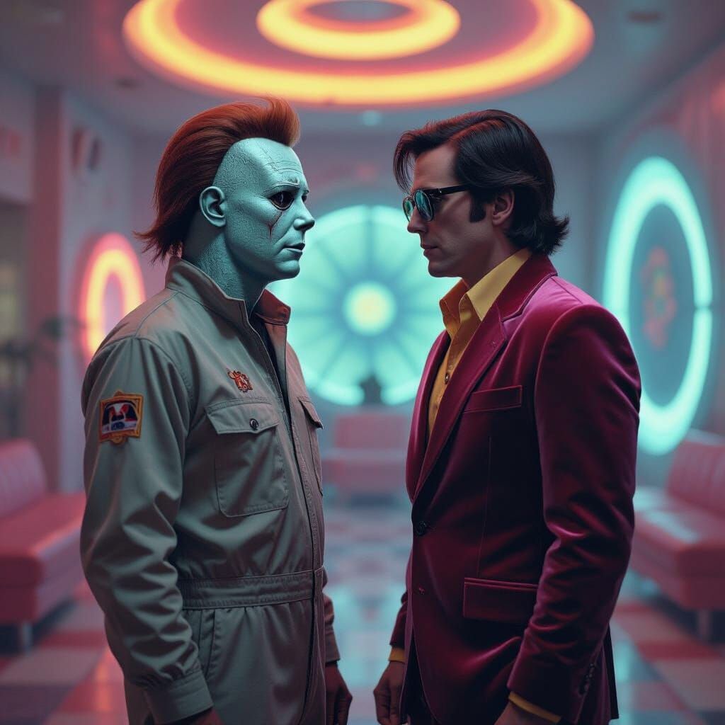Michael Myers Meets Austin Powers in Psychedelic Setting