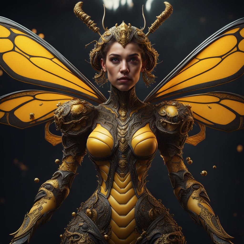 Detailed Queen Bee Matte Painting in Deep Color