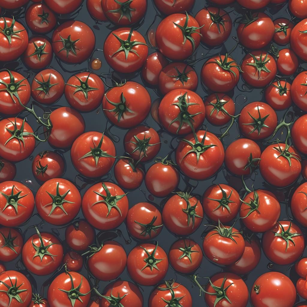 Juicy Red Tomatoes in 3D Anime Style