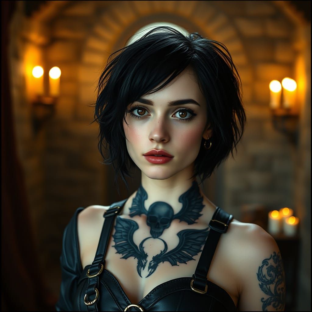 Gothic Fantasy Woman in Moody, Cinematic Lighting