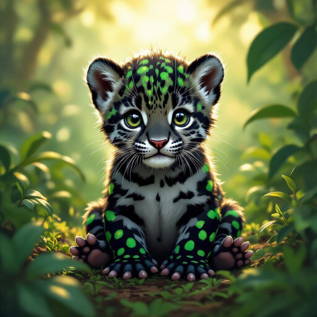 Chibified Jaguar Frog Hybrid in Lush Jungle