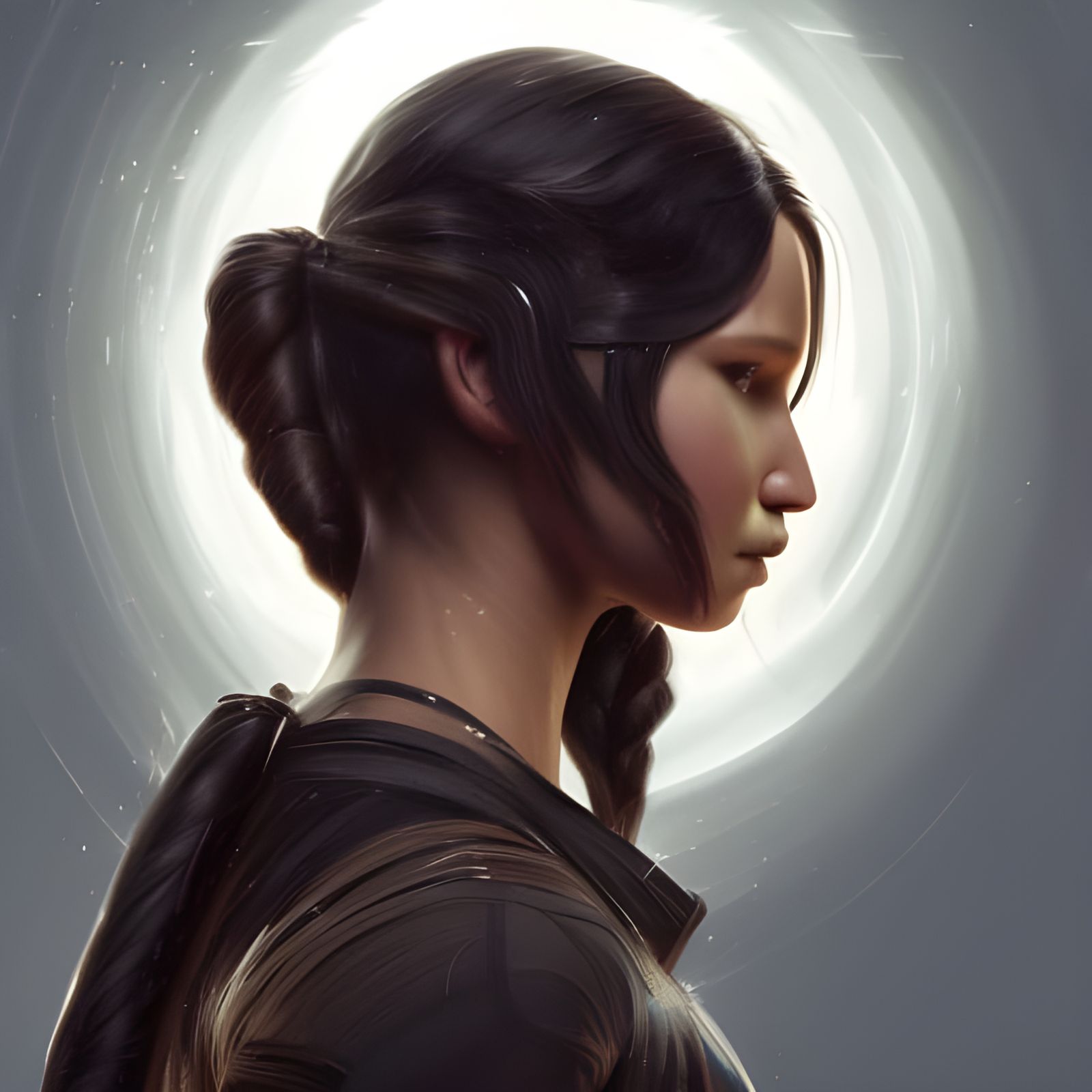 Hyperdetailed Portrait of Katniss Everdeen in Art Nouveau St...