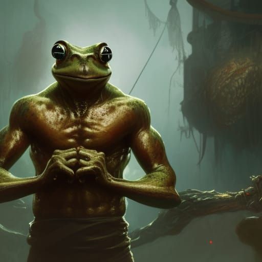 Frog-Man Boxer: Dark Fantasy Concept Art