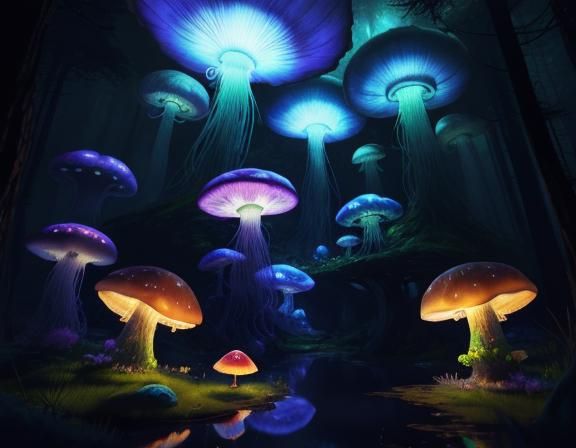 Jellyfish Float Through Toadstool Forest: Beatrix Potter Sty...