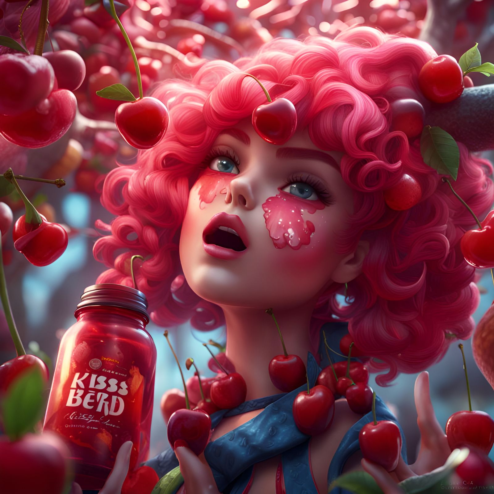 Fruity Cherry Girl's Kiss: Detailed Matte Painting