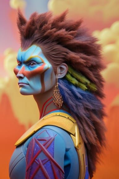 Post-Apocalyptic Warrior Priestess with Hyper-Mullet in Hype...