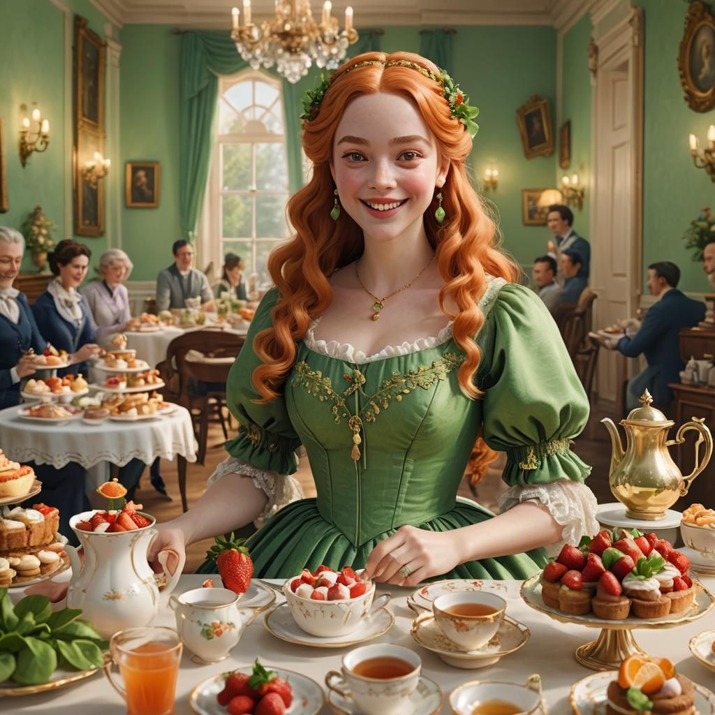 Penelope Featherington at Tea Party: 3D Digital Art