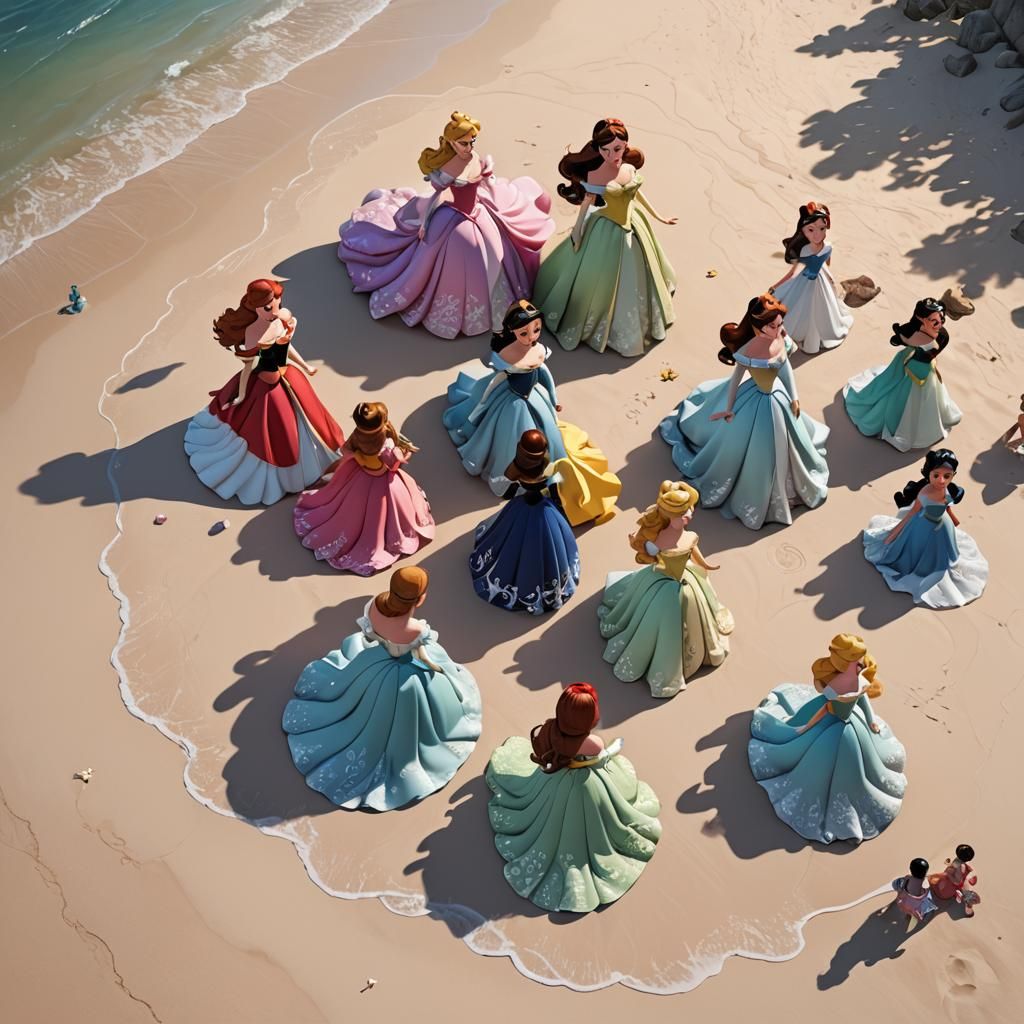Disney Princesses in Vibrant 3D Anime Art Style