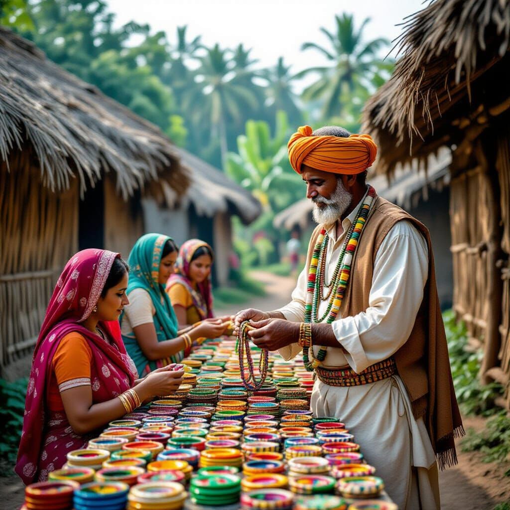 Vibrant Bangles Sold to Village Women: Cinematic Film Still