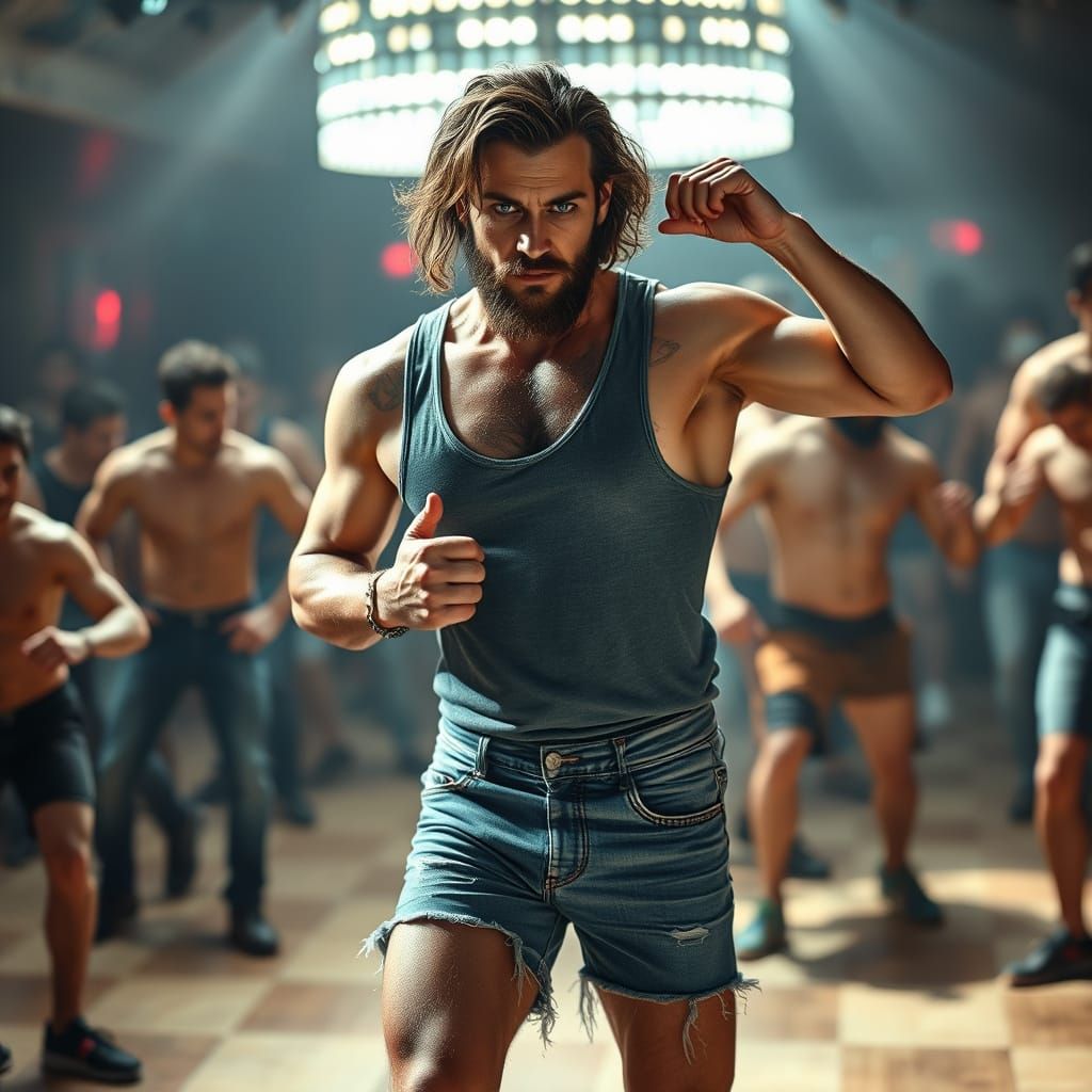 Chiseled Male Dancer in Disco Era Glamour