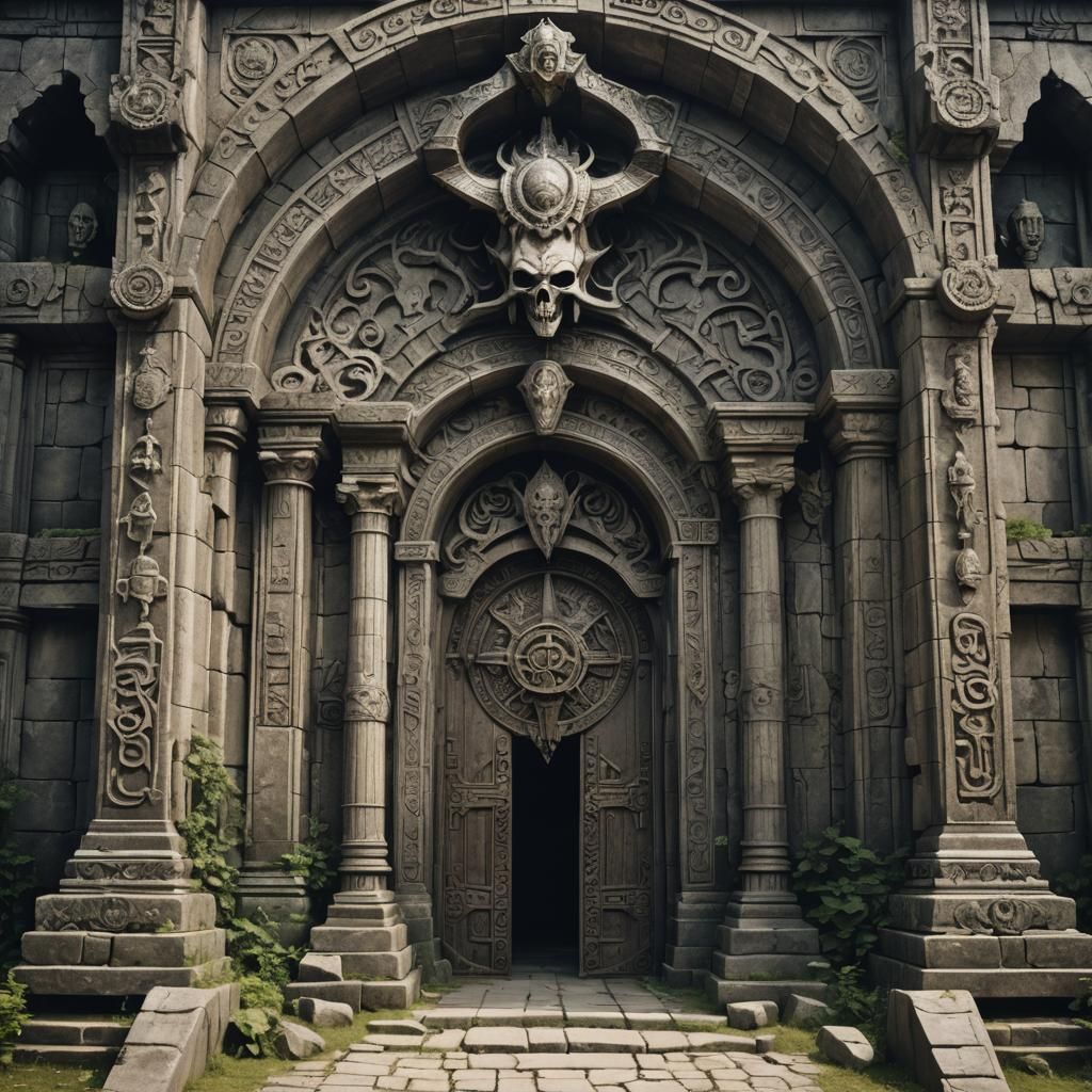 Fantasy Temple Entrance: Undeath, Tyranny, Hunger