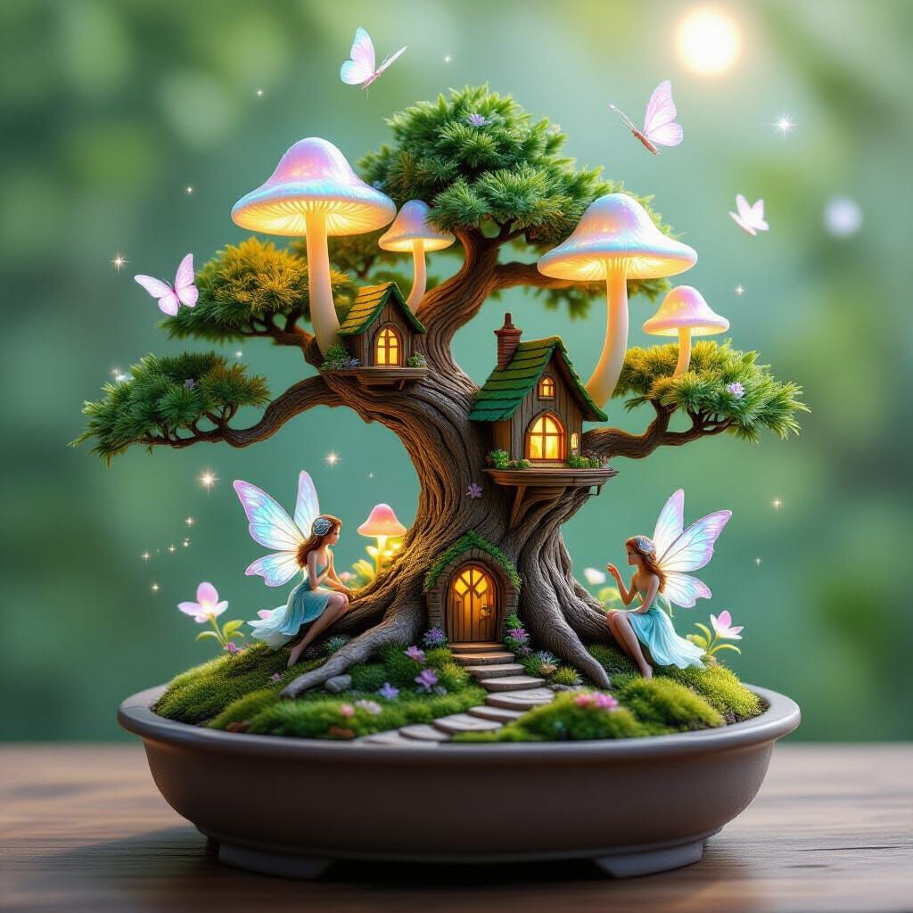 Magical Fairy World Inside a Bonsai Tree
