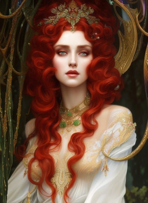 Elven Goddess Portrait in Hyperdetailed Style