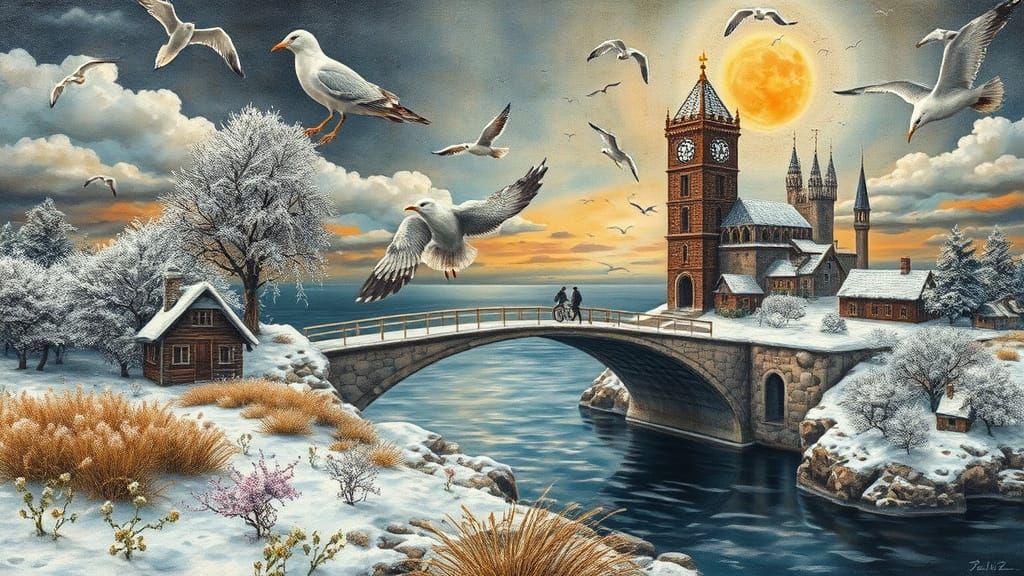 Surreal Dreamscape with Salvador Dali-Style Bridge