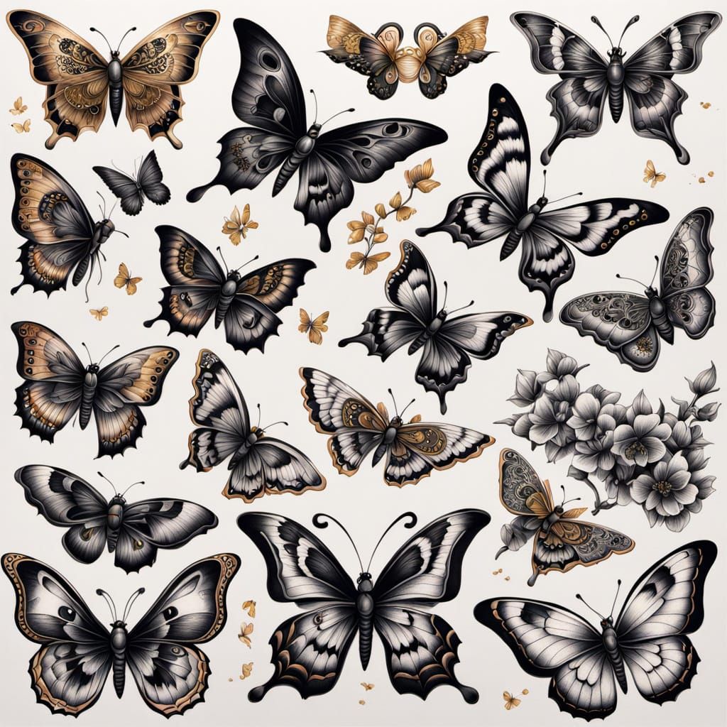 Butterfly Tattoo Designs in Sfumato Technique