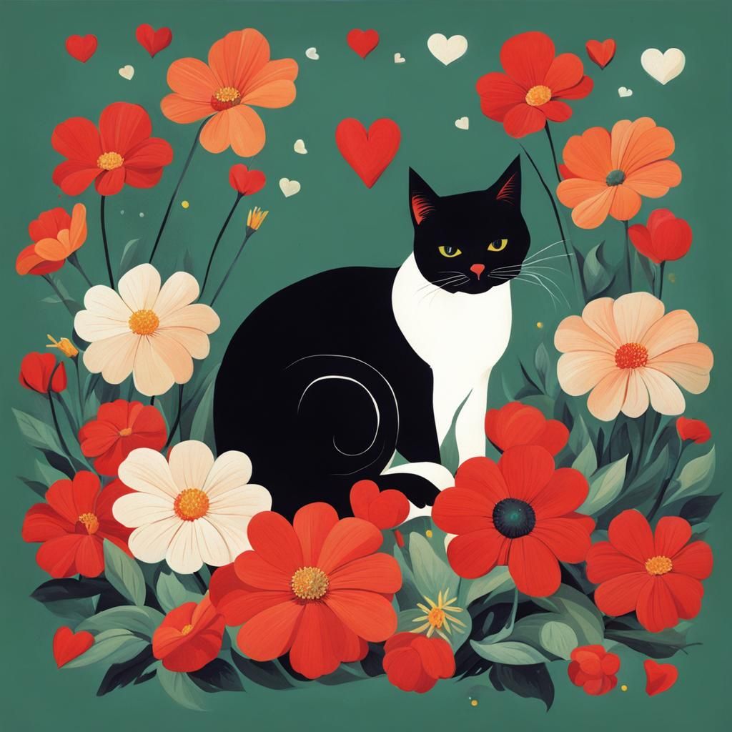 Vintage Cat Poster in Cappiello Style