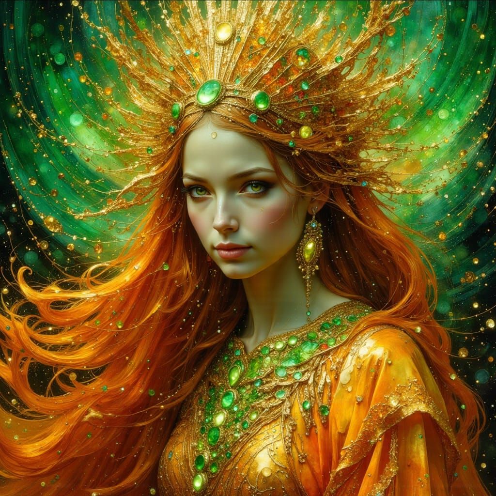 Ethereal Goddess with Flowing Gown as Digital Painting