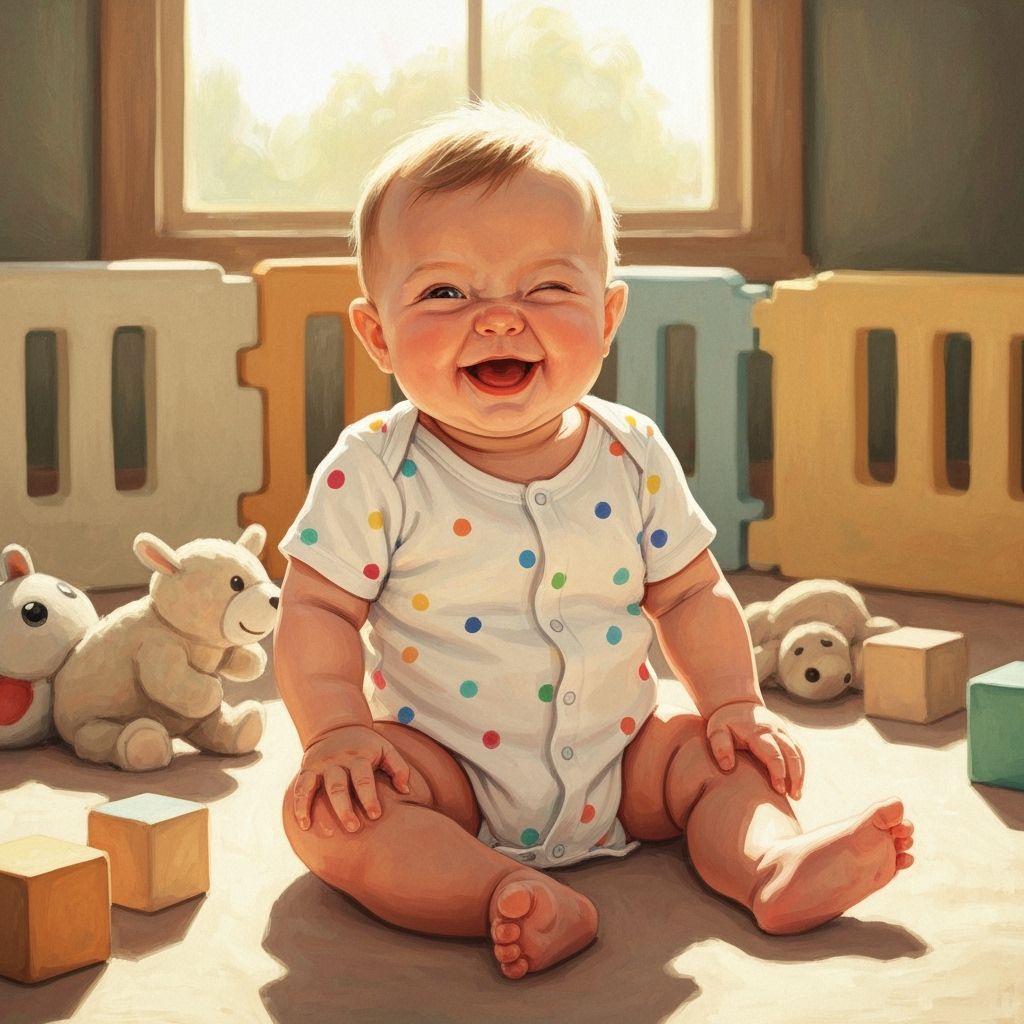 Playful Infant in Polka Dots: A Digital Painting
