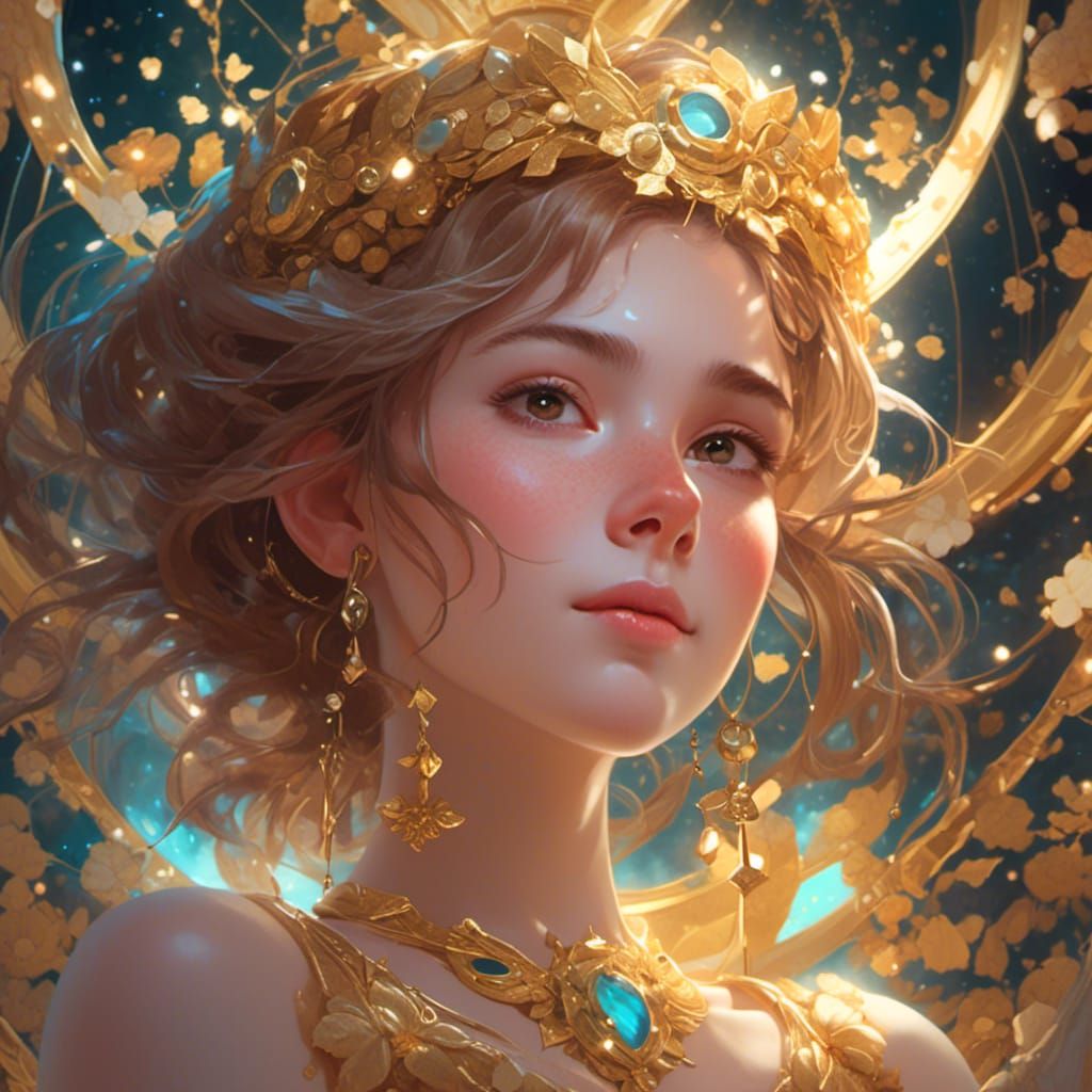 Smiling Girl Portrait in Hyperdetailed Style