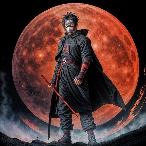 Obito Uchiha with Red Moon Background in HD