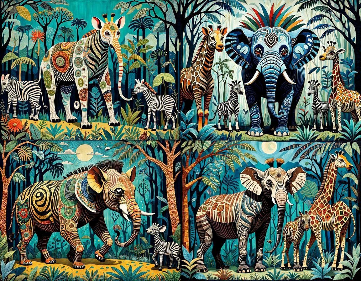 Whimsical Jungle Horror in Intricately Detailed Collage Styl...