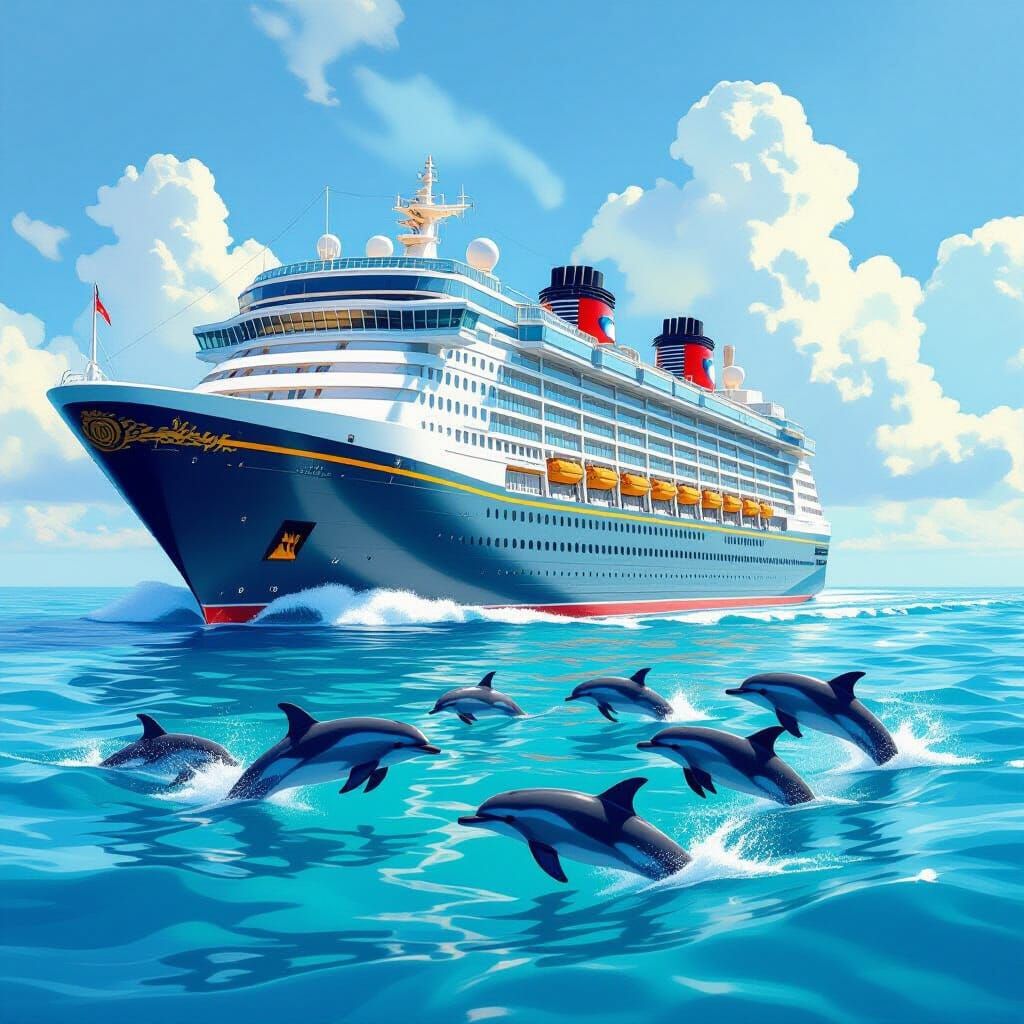Disney Cruise Ship Sails the Atlantic Ocean
