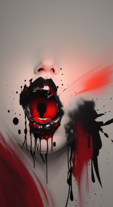 Close-Up Portrait of a Woman in Abstract Expressionism Style