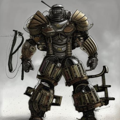 Muscular Character in Post-Apocalyptic Car Armor